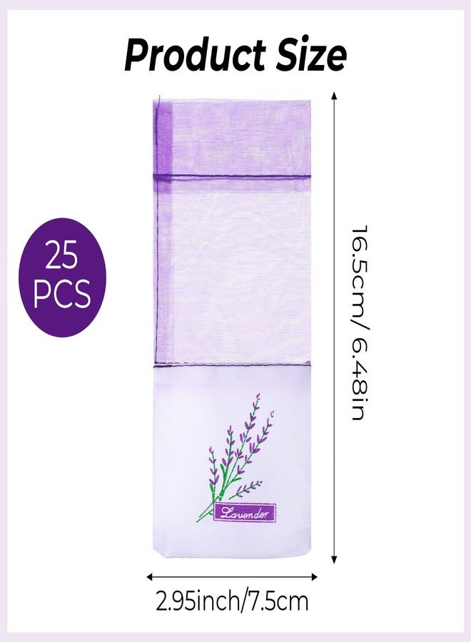 أكياس معطرة فارغة برائحة الخزامى، عبوة من 25 كيسًا، شرائط شاش بنفسجية، أكياس هدايا من شاش الأورجانزا، أكياس للخزامى والتوابل (بنفسجي فاتح) - Image 2